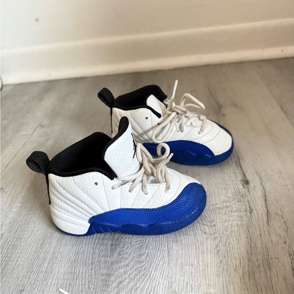 Kids' White and Blue Sneakers jordan retro 12